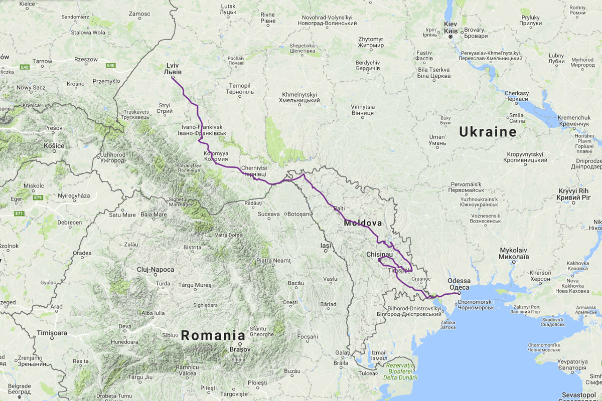 Маршрут путешествия по Молдавии на велосипеде